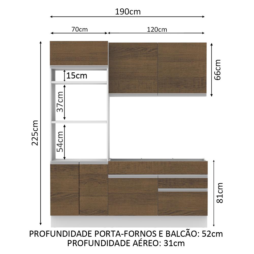 Cozinha Compacta Madesa Lívia 6 Portas 2 Gavetas (Sem Tampo e Pia) - Branco/Rustic