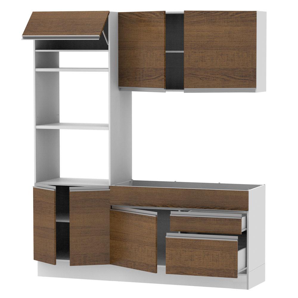 Cozinha Compacta Madesa Lívia 6 Portas 2 Gavetas (Sem Tampo e Pia) - Branco/Rustic