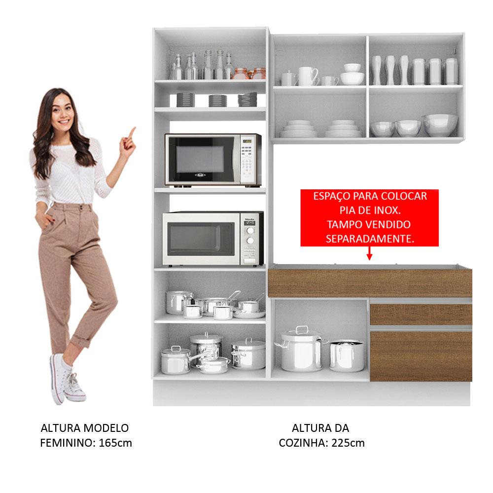 Cozinha Compacta Madesa Lívia 6 Portas 2 Gavetas (Sem Tampo e Pia) - Branco/Rustic