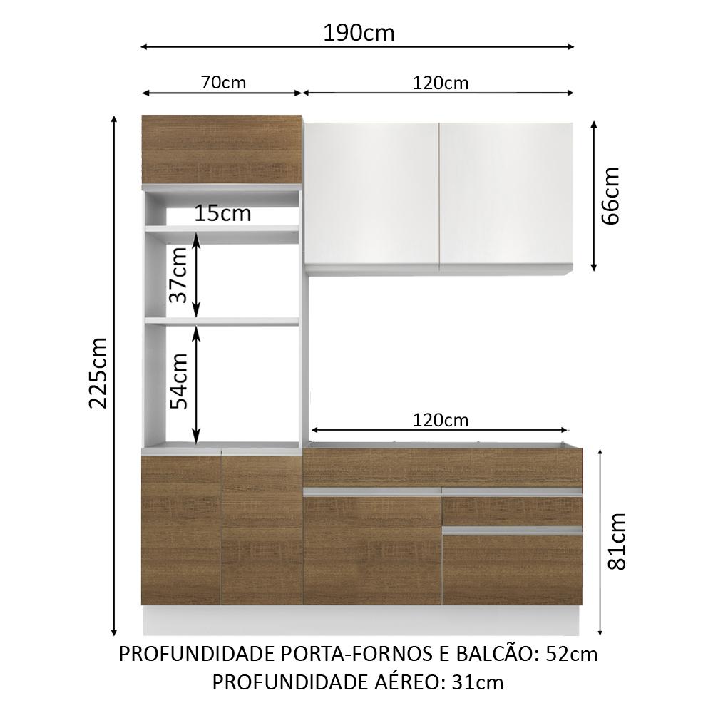 Cozinha Compacta Madesa Lívia 6 Portas 2 Gavetas (Sem Tampo e Pia) - Branco/Rustic/Branco