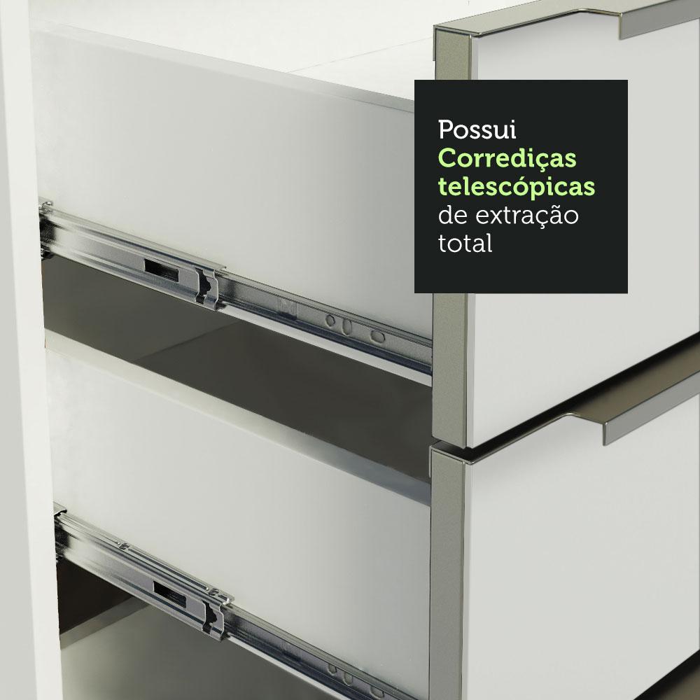 Cozinha Compacta Madesa Lux com Armário e Balcão 5 Portas 3 Gavetas - Branco/Branco Veludo