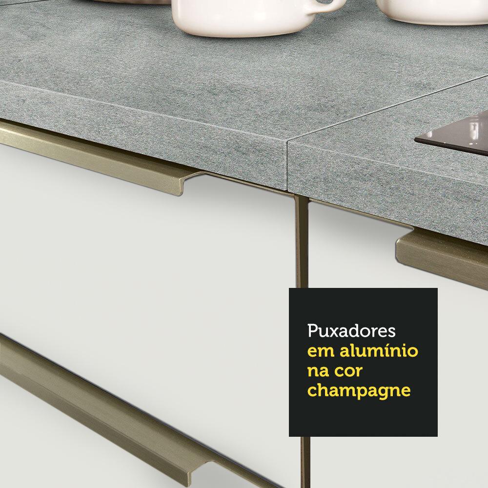 Cozinha Compacta Madesa Lux com Armário e Balcão 5 Portas 3 Gavetas - Branco/Branco Veludo