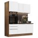 Cozinha Compacta Madesa Lux com Armário e Balcão 5 Portas 3 Gavetas - Rustic/Branco Veludo