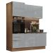 Cozinha Compacta Madesa Lux com Armário e Balcão 5 Portas 3 Gavetas - Rustic/Cinza
