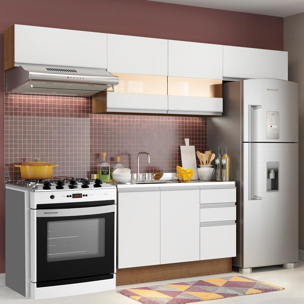 Cozinha Compacta Madesa Marina Com Armário e Balcão (Sem Tampo e Pia) - Rustic/Branco