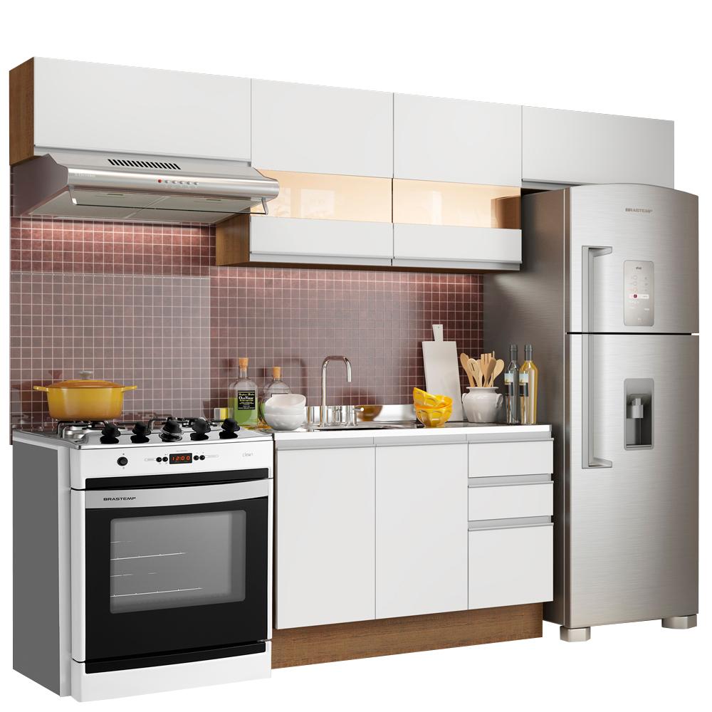 Cozinha Compacta Madesa Marina Com Armário e Balcão (Sem Tampo e Pia) - Rustic/Branco