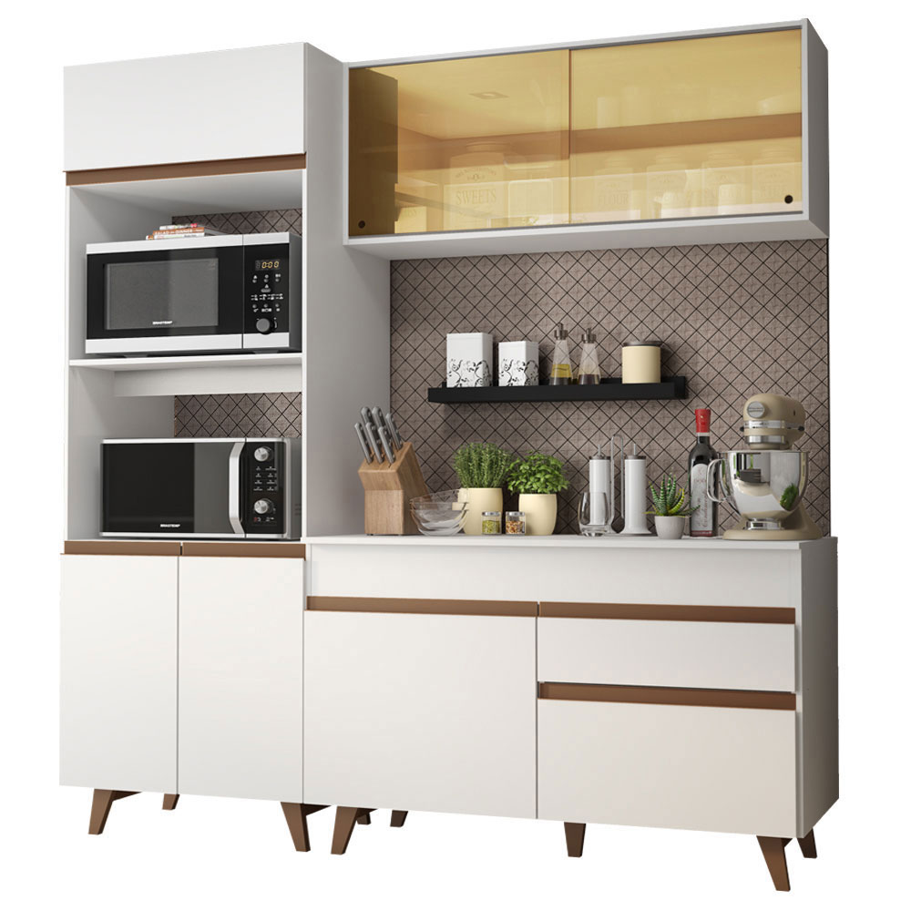 Cozinha Compacta Madesa Reims 190002 com Armário e Balcão - Branco