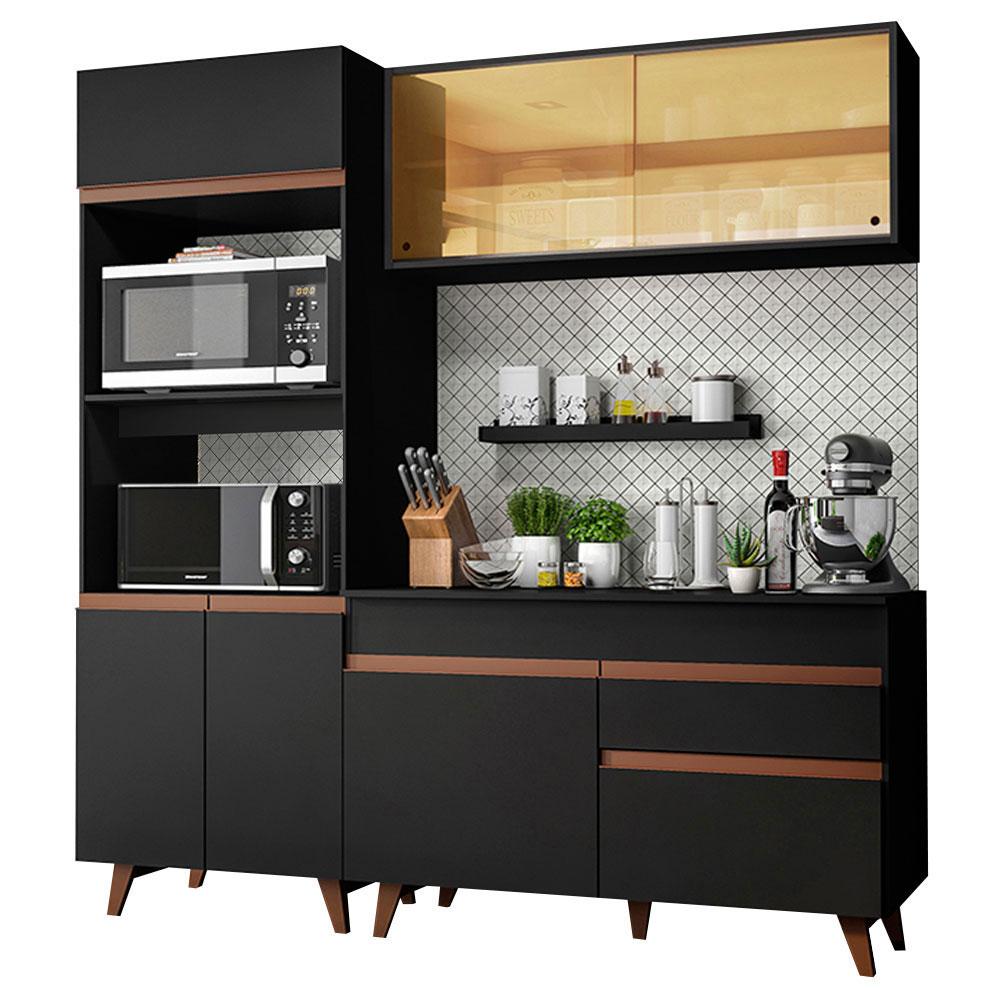 Cozinha Compacta Madesa Reims 190002 com Armário e Balcão - Preto