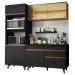 Cozinha Compacta Madesa Reims 190002 com Armário e Balcão - Preto/Rustic