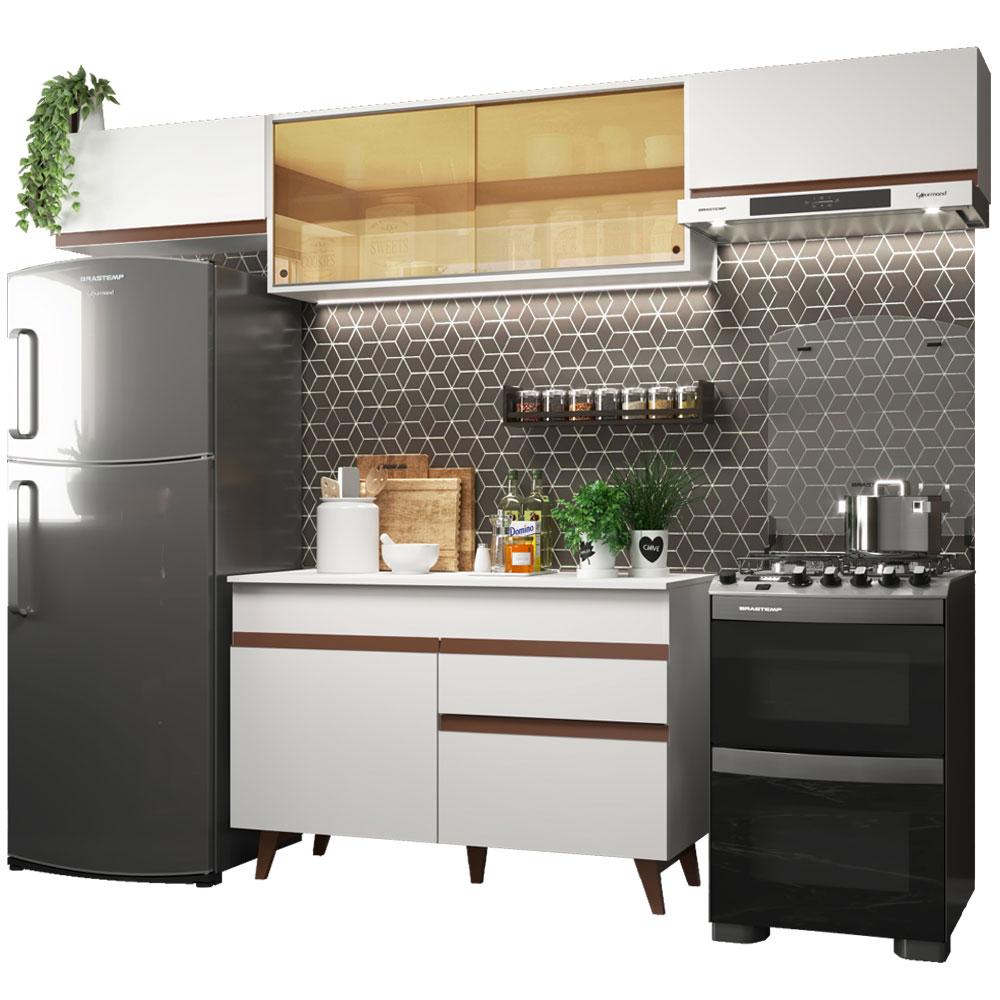 Cozinha Compacta Madesa Reims 260003 com Armário e Balcão - Branco