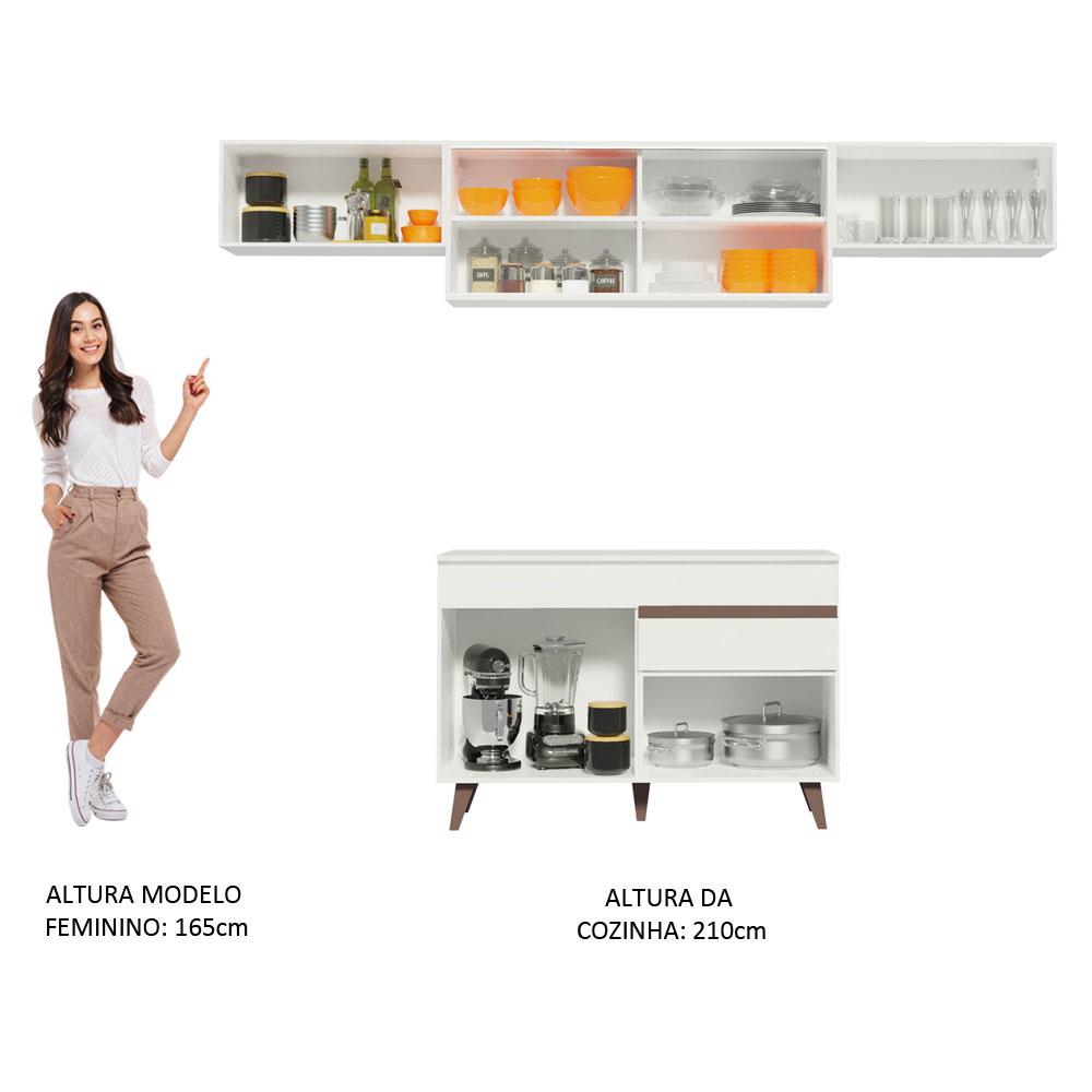 Cozinha Compacta Madesa Reims 260003 com Armário e Balcão - Branco