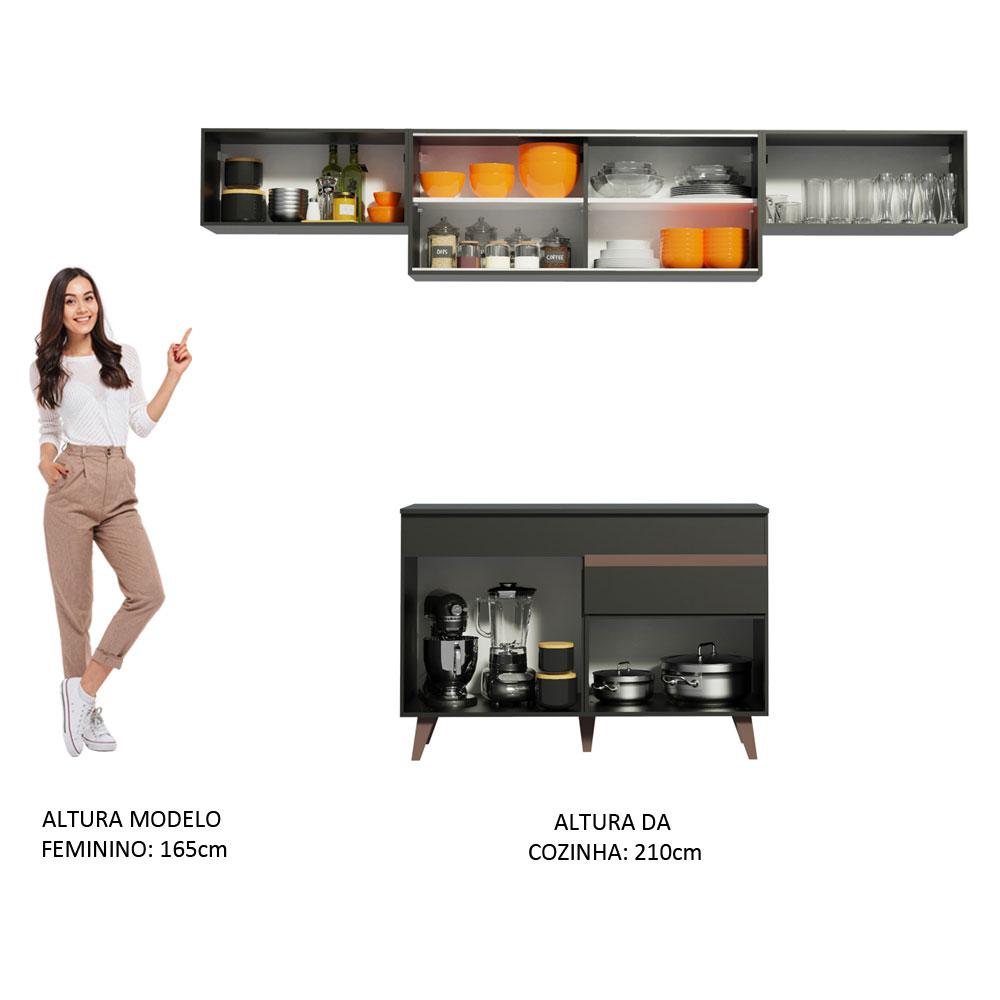 Cozinha Compacta Madesa Reims 260003 com Armário e Balcão - Preto