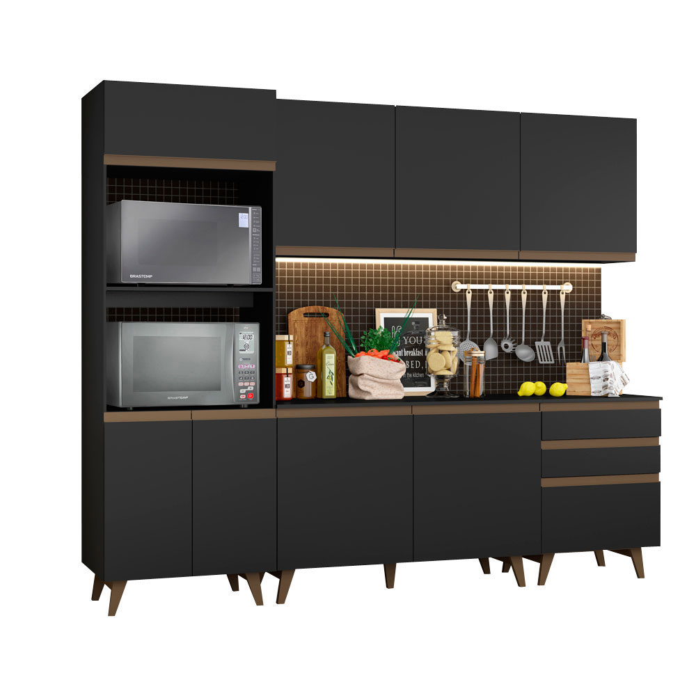 Cozinha Compacta Madesa Reims com Balcão - 8 Portas 3 Gavetas
