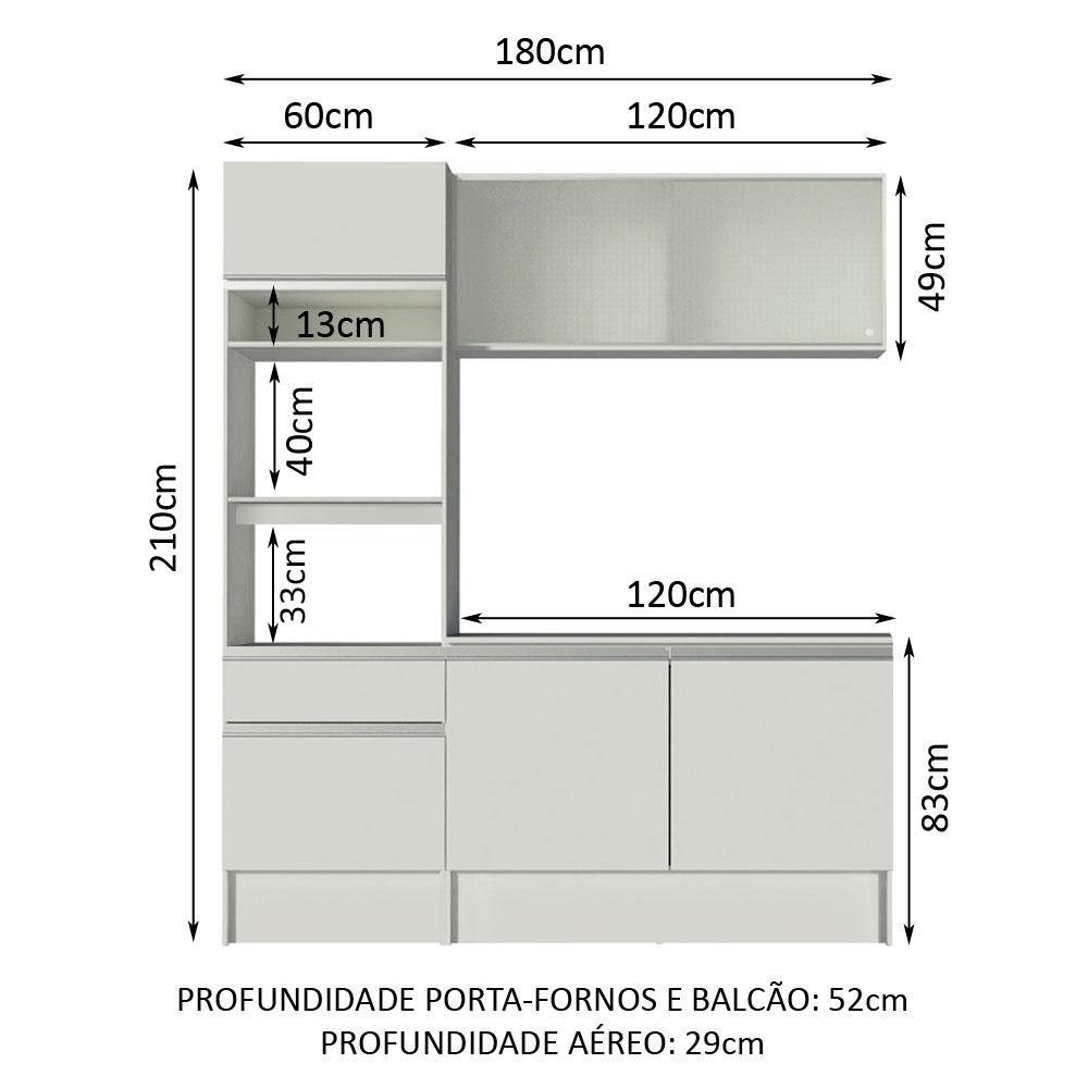 Cozinha Compacta Madesa Topazio Pop com Armário, Balcão e Tampo - Branco