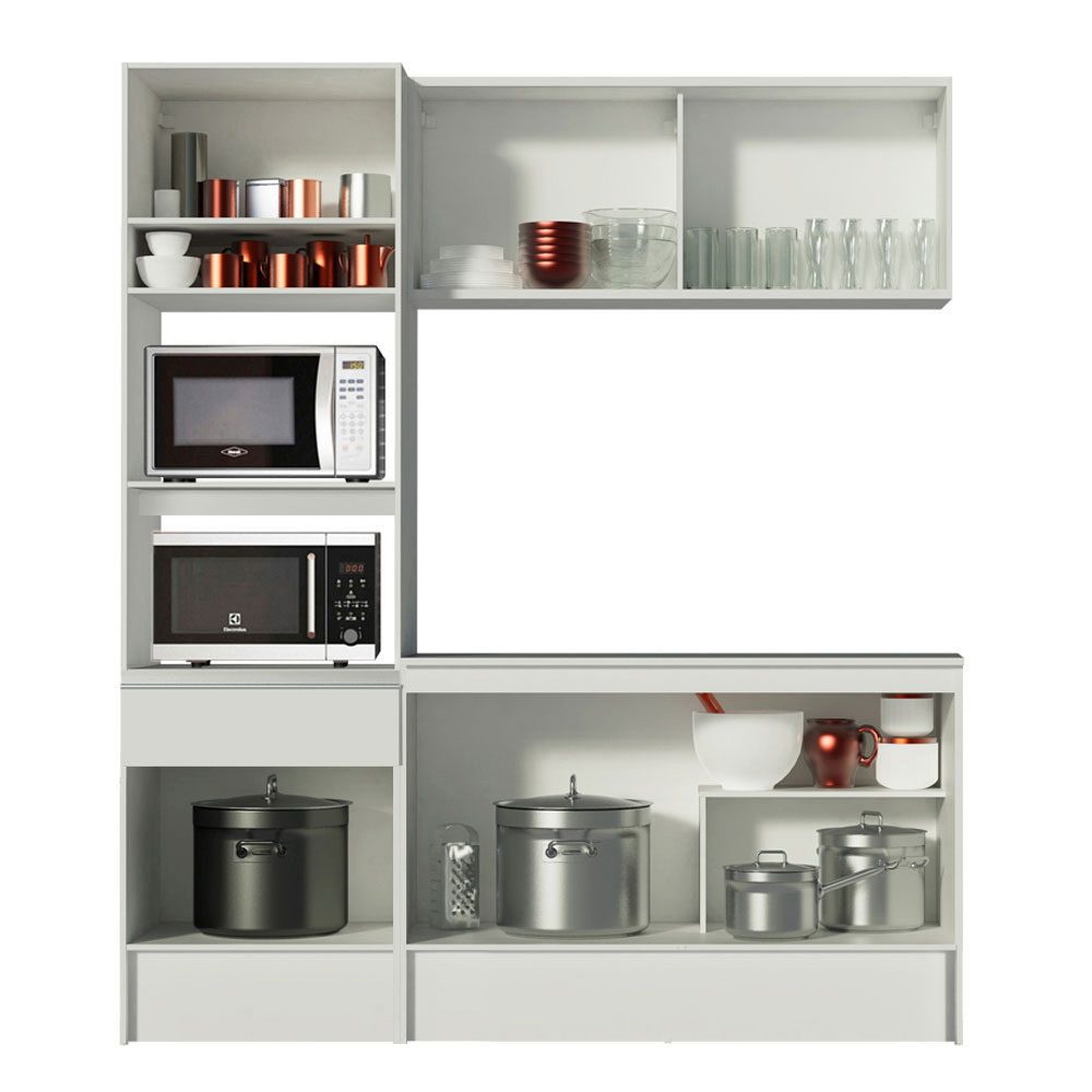 Cozinha Compacta Madesa Topazio com Balcão e Tampo - Branco