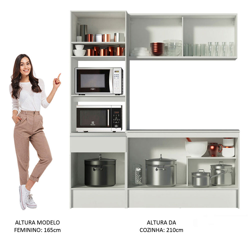 Cozinha Compacta Madesa Topazio com Balcão e Tampo - Branco