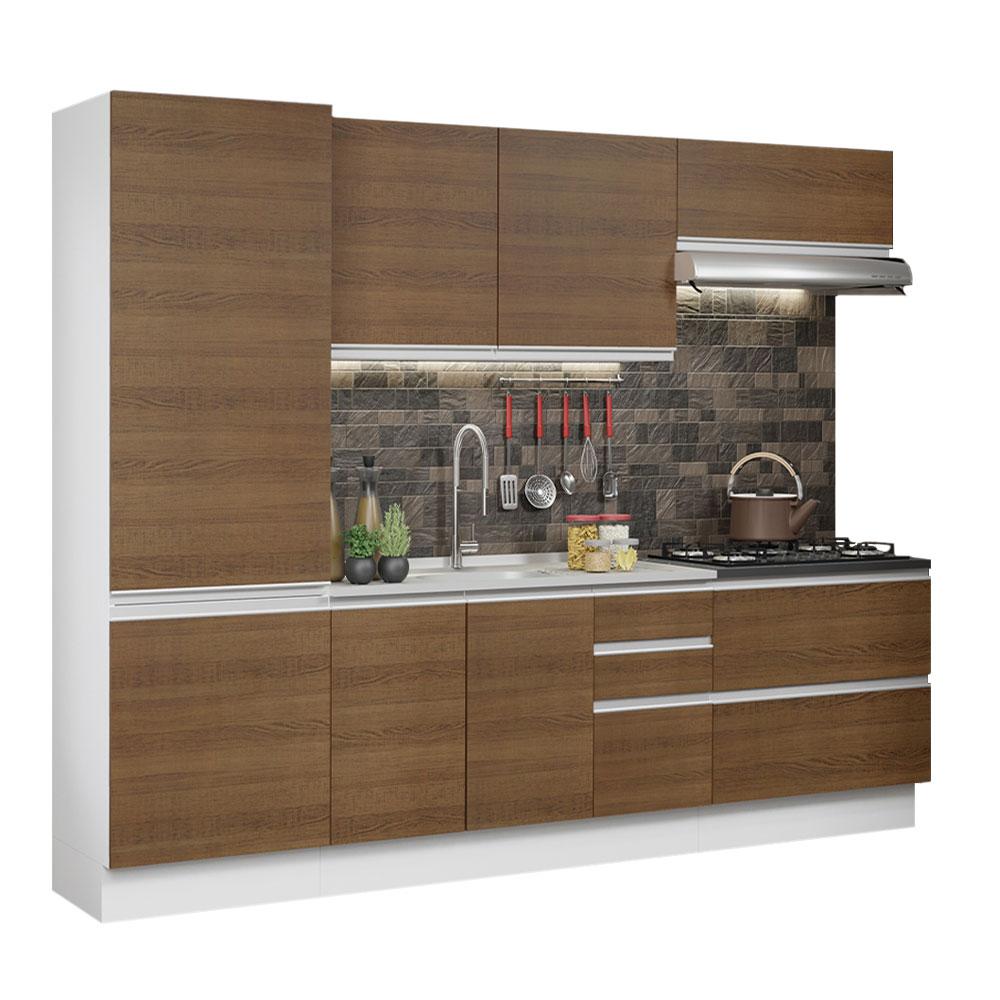 Cozinha Completa 100% MDF Madesa Acordes 260001 com Armário e Balcão - Branco/Rustic