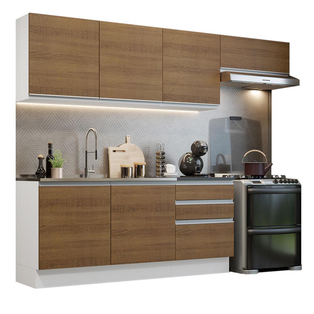 Cozinha Completa 100% MDF Madesa Acordes 260003 com Armário e Balcão - Branco/Rustic