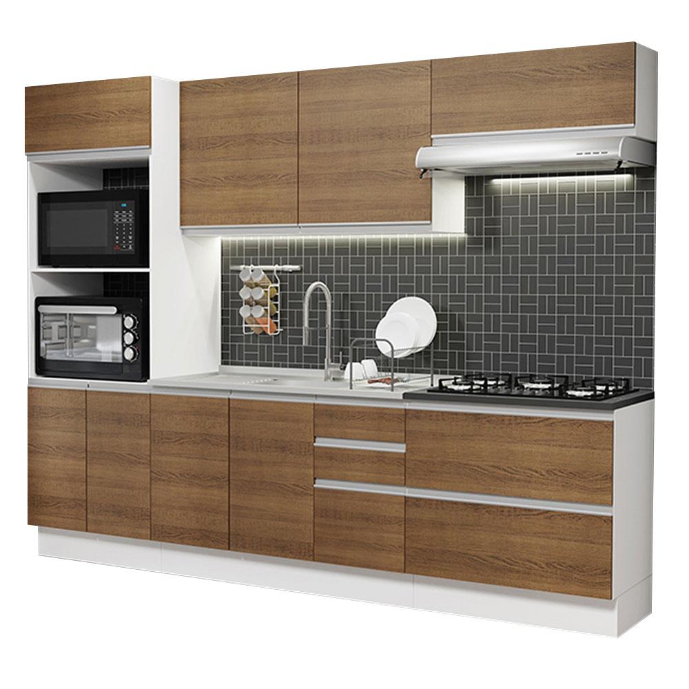 Cozinha Completa 100% MDF Madesa Acordes 270006 com Armário e Balcão - Branco/Rustic