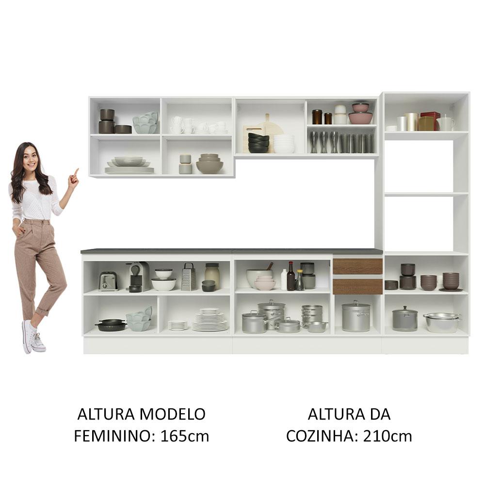 Cozinha Completa 100% MDF Madesa Acordes 310001 com Armário e Balcão - Branco/Rustic