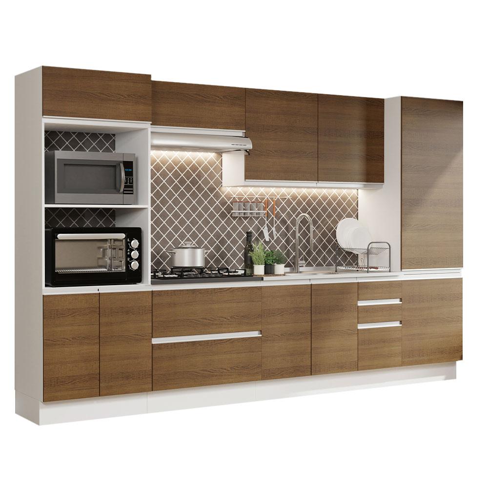 Cozinha Completa 100% MDF Madesa Acordes 330005 com Armário e Balcão - Branco/Rustic