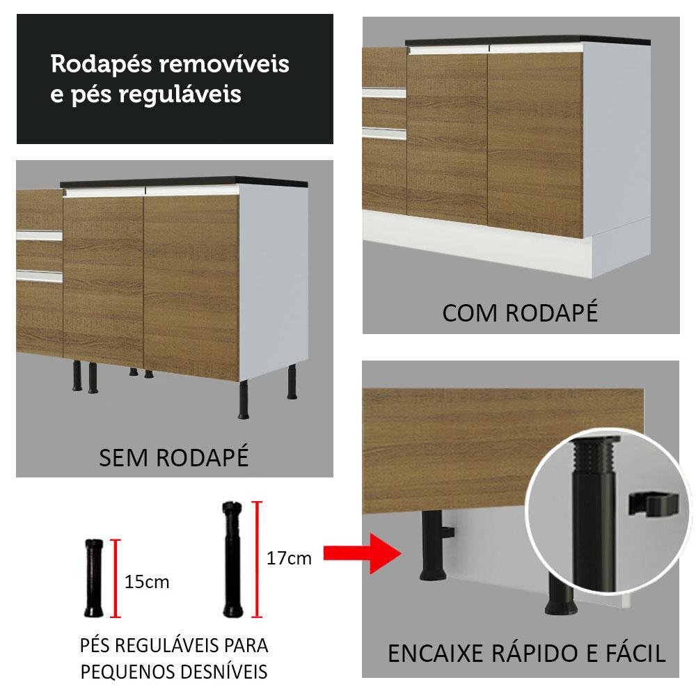 Cozinha Completa 100% MDF Madesa Acordes 330005 com Armário e Balcão - Branco/Rustic
