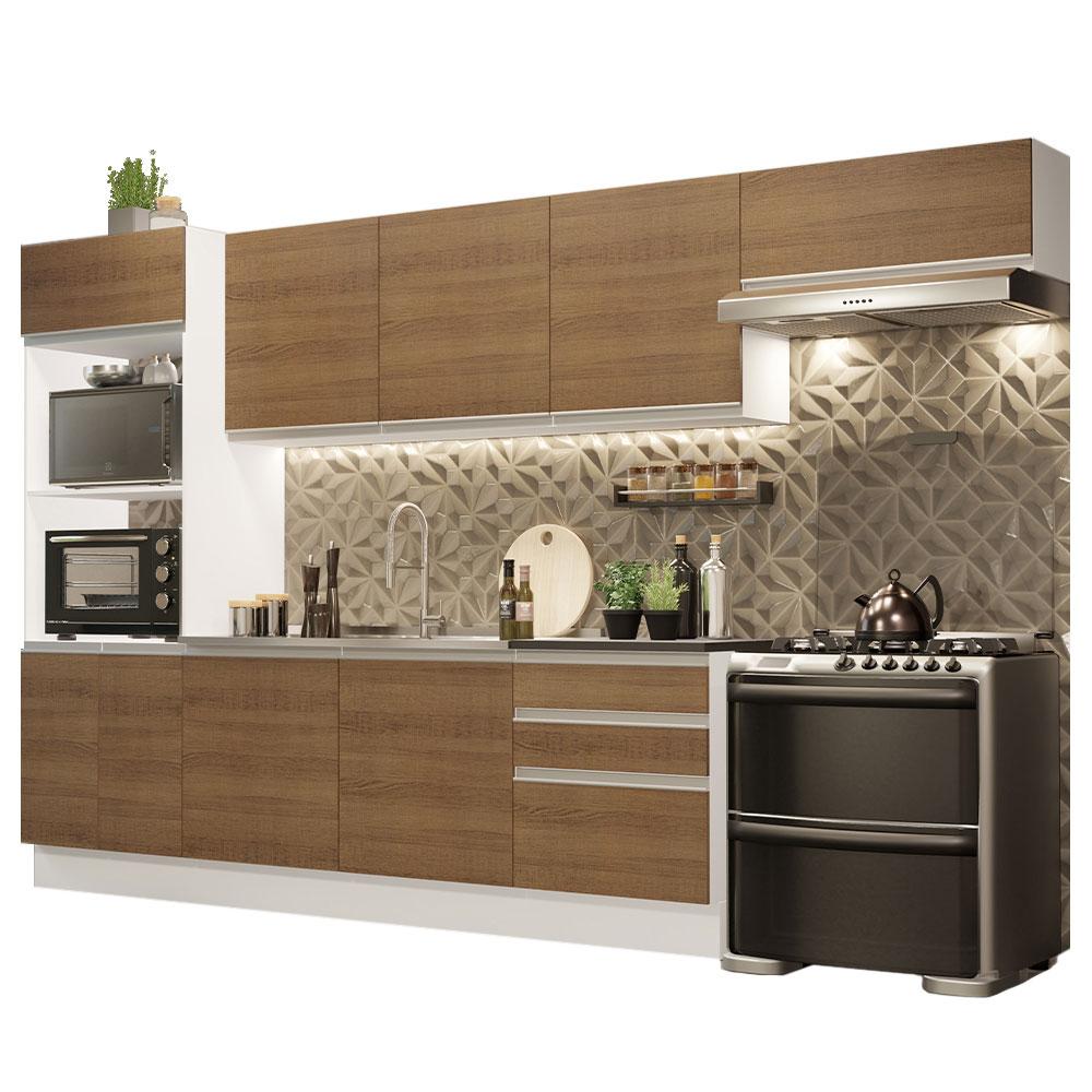 Cozinha Completa 100% MDF Madesa Acordes 330006 com Armário e Balcão - Branco/Rustic