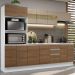 Cozinha Completa 100% MDF Madesa Smart 250 cm Modulada Com Balcão e Tampo - Branco/Rustic/Crema