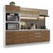Cozinha Completa 100% MDF Madesa Smart 250 cm Modulada Com Balcão e Tampo - Branco/Rustic/Crema