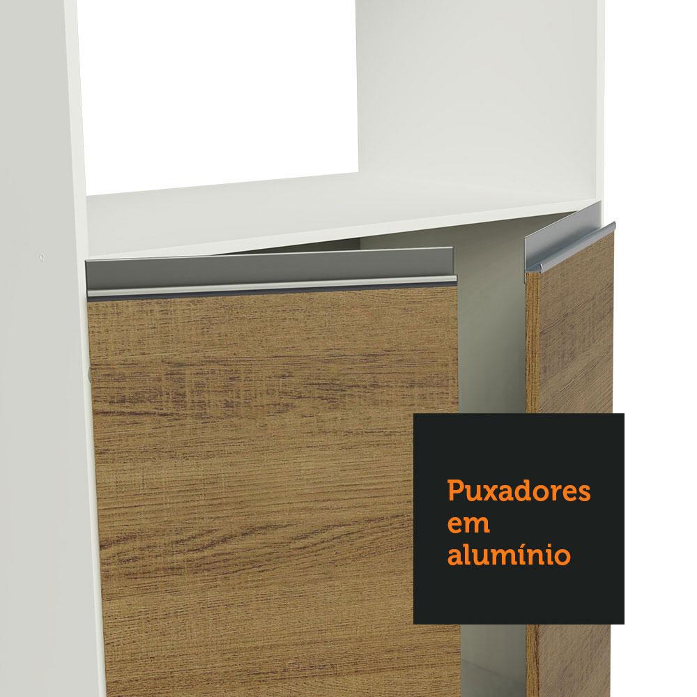 Cozinha Completa 100% MDF Madesa Smart 300 cm Modulada Com Armário e Balcão - Branco/Rustic/Crema