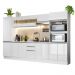 Cozinha Completa 100% MDF Madesa Smart 300 cm Modulada Com Armário, Balcão e Tampo - Frentes Branco Brilho