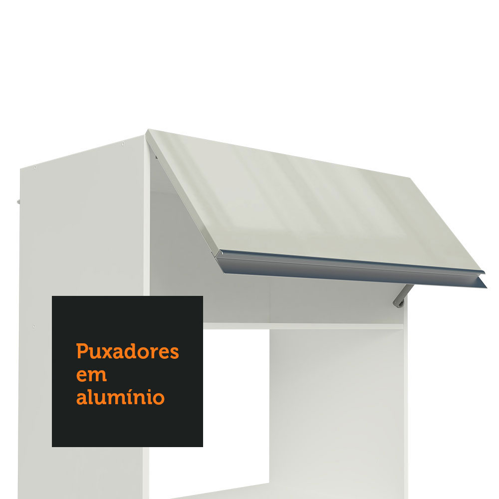 Cozinha Completa 100% MDF Madesa Smart 300 cm Modulada Com Armário, Balcão e Tampo - Frentes Branco Brilho