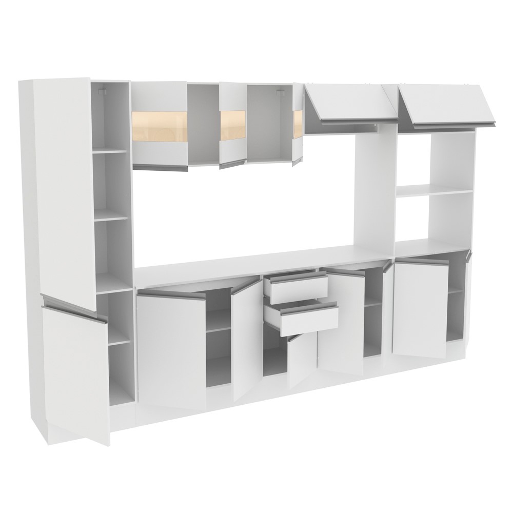 Cozinha Completa 100% MDF Madesa Smart 300 cm Modulada Com Armário, Balcão e Tampo