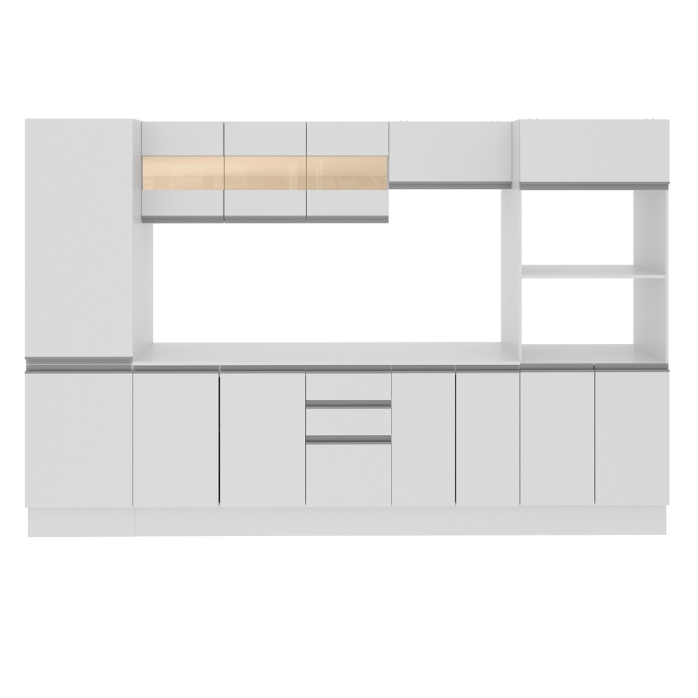Cozinha Completa 100% MDF Madesa Smart 300 cm Modulada Com Armário, Balcão e Tampo
