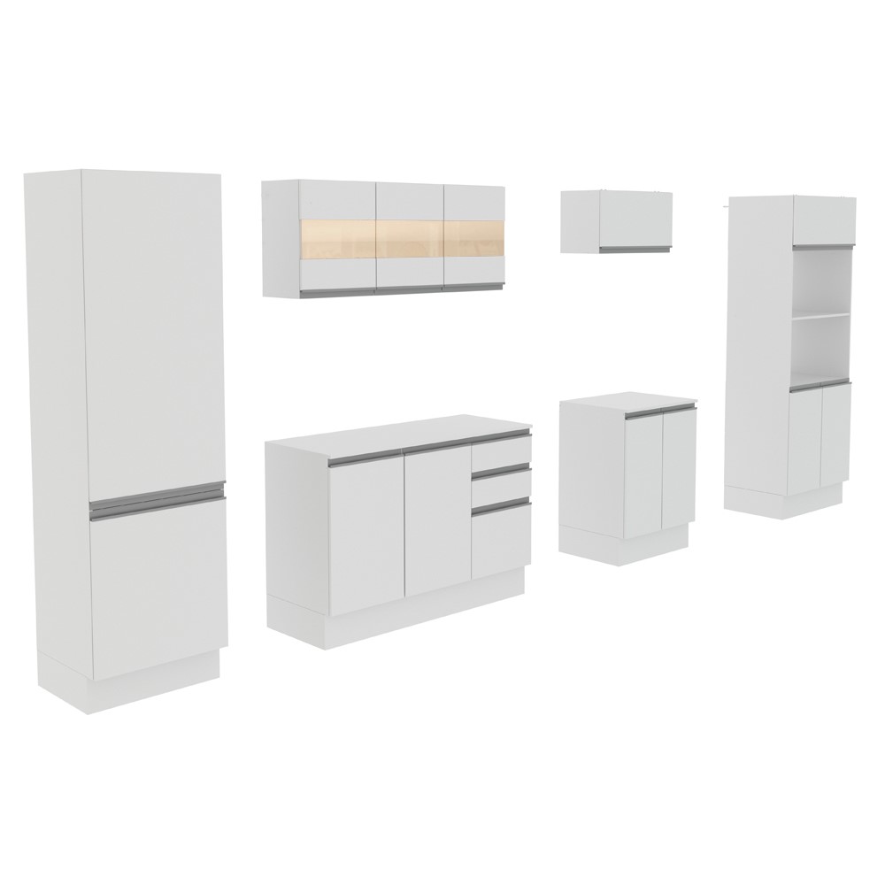 Cozinha Completa 100% MDF Madesa Smart 300 cm Modulada Com Armário, Balcão e Tampo