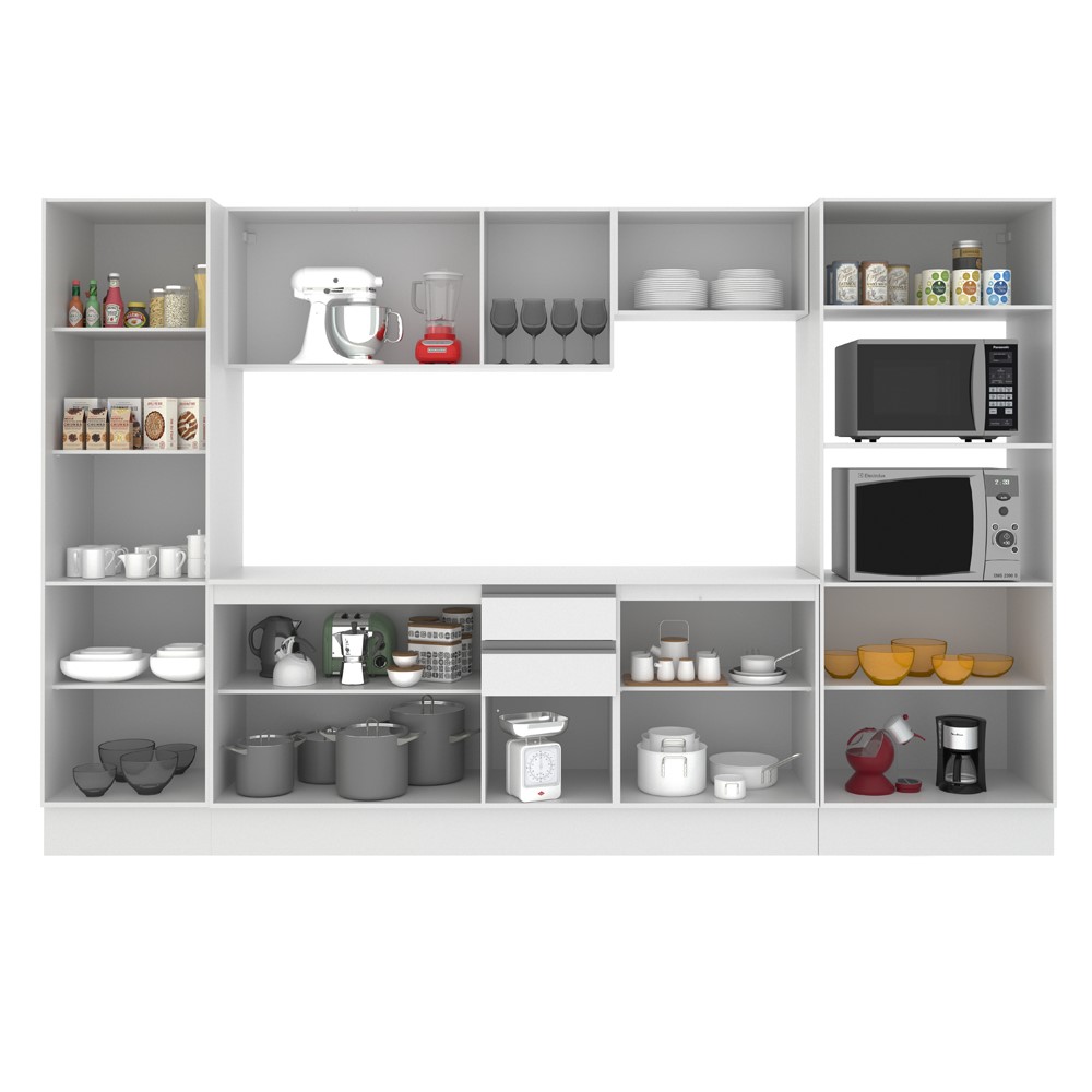 Cozinha Completa 100% MDF Madesa Smart 300 cm Modulada Com Armário, Balcão e Tampo