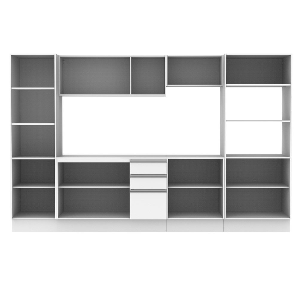 Cozinha Completa 100% MDF Madesa Smart 300 cm Modulada Com Armário, Balcão e Tampo