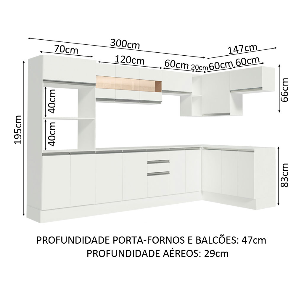 Cozinha Completa 100% MDF Madesa Smart Modulada de Canto
