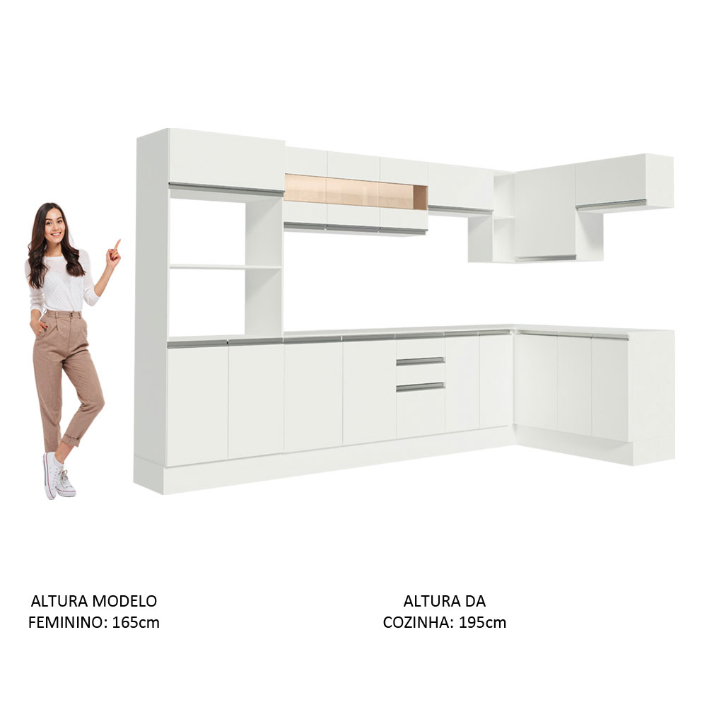 Cozinha Completa 100% MDF Madesa Smart Modulada de Canto