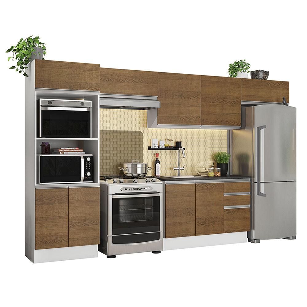 Cozinha Completa Madesa 100% MDF Acordes Com Armário e Balcão - Rustic/Branco