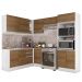 Cozinha Completa Madesa 100% MDF Acordes de Canto (Sem Tampo e Pia) - Rustic/Branco
