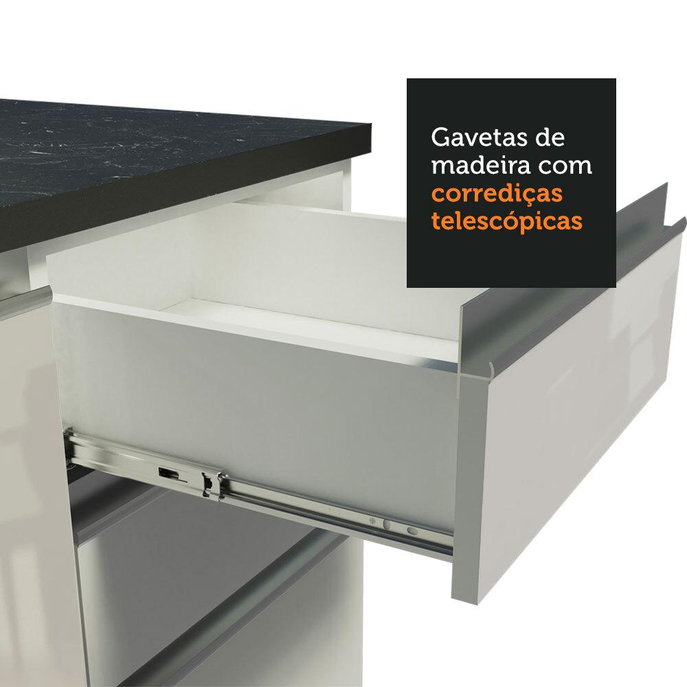 Cozinha Completa Madesa 100% MDF Acordes de Canto Portas Branco Brilho (Sem Tampo e Pia)