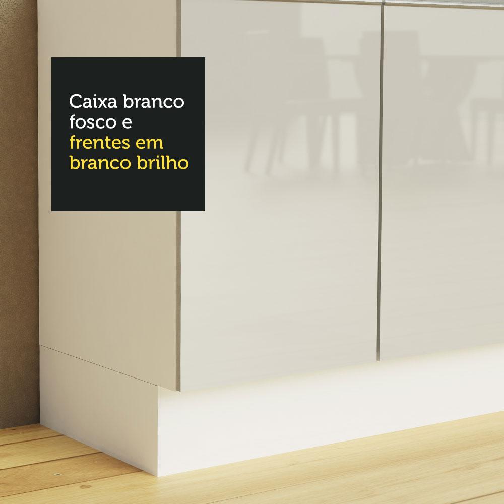 Cozinha Completa Madesa 100% MDF Acordes de Canto Portas Branco Brilho (Sem Tampo e Pia)