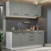 Cozinha Completa Madesa Agata 180001 com Armário e Balcão (Sem Tampo e Pia) - Branco/Cinza
