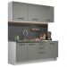 Cozinha Completa Madesa Agata 180001 com Armário e Balcão (Sem Tampo e Pia) - Branco/Cinza