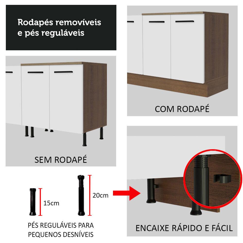 Cozinha Completa Madesa Agata 270001 com Armário e Balcão (Sem Tampo e Pia) - Rustic/Branco