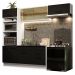 Cozinha Completa Madesa Agata 270004 com Armário e Balcão (Sem Tampo e Pia) - Branco/Preto