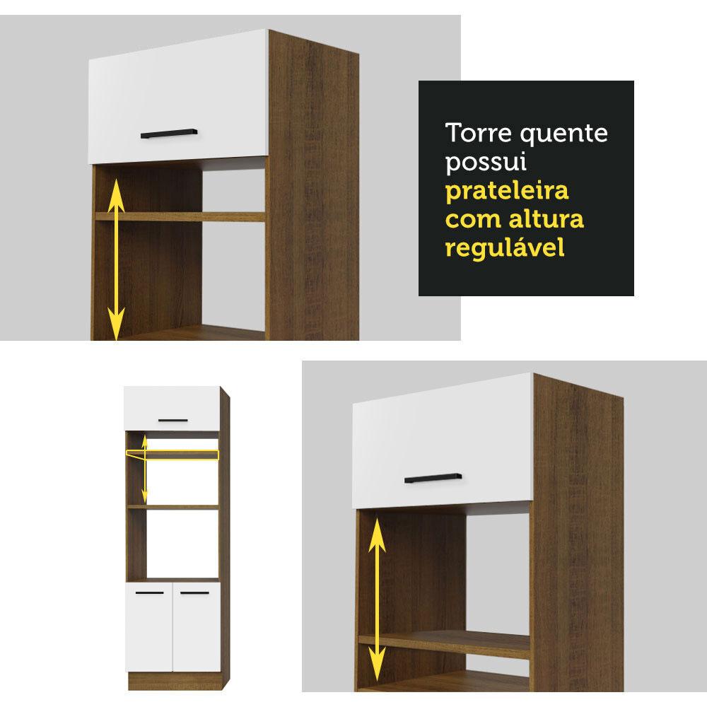 Cozinha Completa Madesa Agata 270004 com Armário e Balcão (Sem Tampo e Pia) - Rustic/Branco