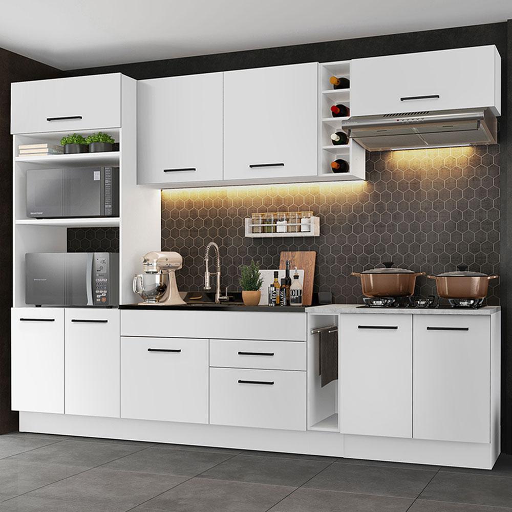 Cozinha Completa Madesa Agata 290001 com Armário e Balcão (Sem Tampo e Pia) - Branco
