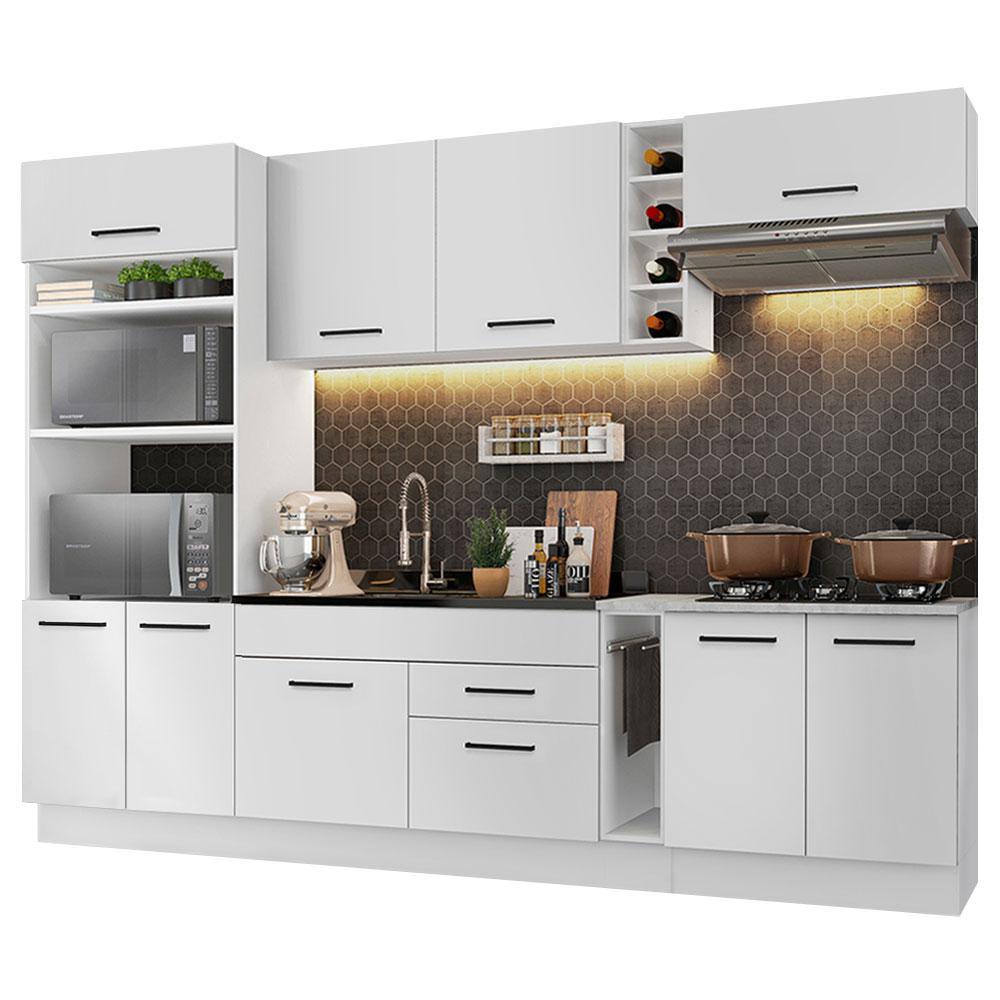 Cozinha Completa Madesa Agata 290001 com Armário e Balcão (Sem Tampo e Pia) - Branco